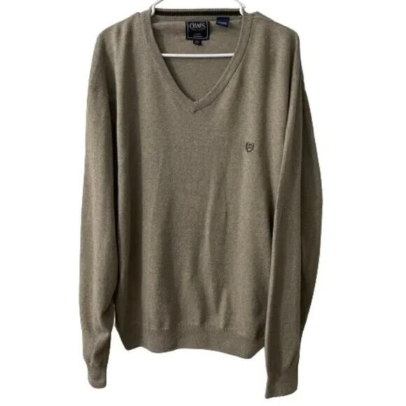 Chaps Men’s Classic-Fit Cashmere-Blend V-Neck Sweater Brown Size XL - Picture 2 of 5